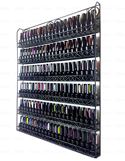 Pana Black 6 Tier Large Wall Mounted Metal Rack Nail Polish Rack